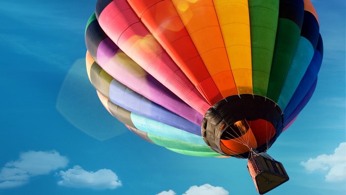Colorful Hot Air Balloon in Blue Sky