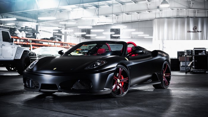 Matte Black Ferrari F430 Convertible on Savini Wheels