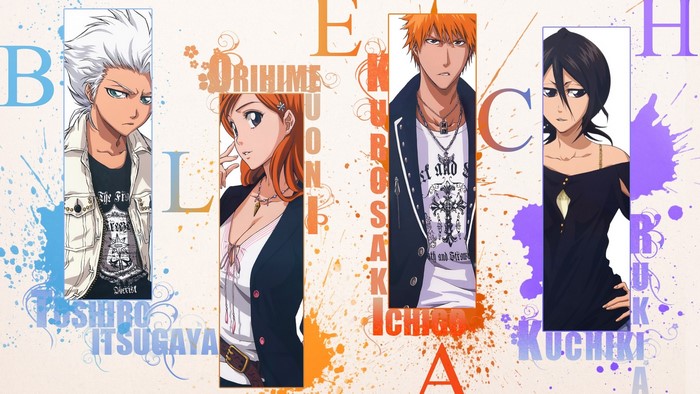 Bleach Characters: Toshiro Hitsugaya, Orihime Inoue, Ichigo Kurosaki, Rukia Kuchiki