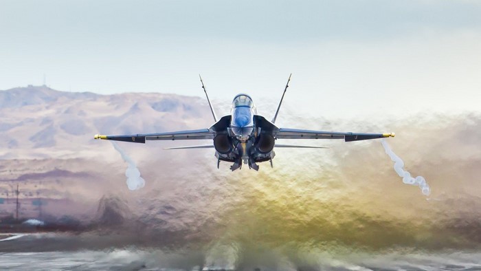 F/A-18 Super Hornet Fighter Aircraft Taking Off