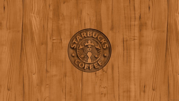 Starbucks Coffee Logo on Wood Texture