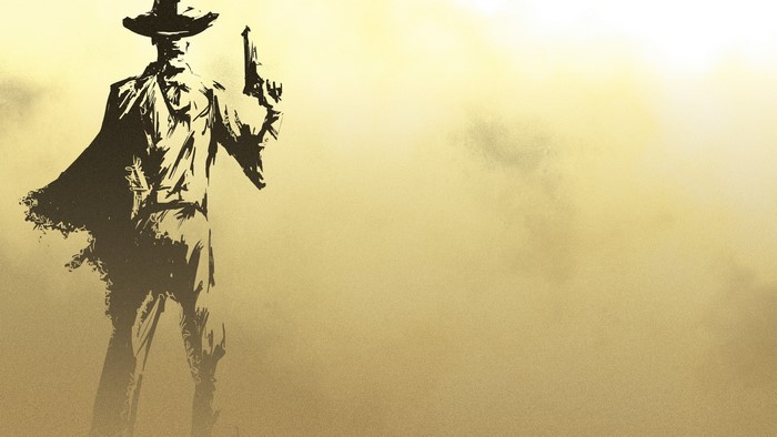 Silhouette of a cowboy holding a gun