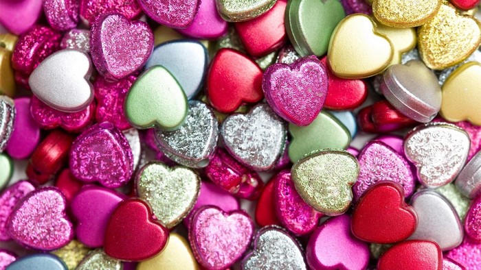 Colorful Glittery Heart Charms