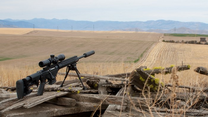Sniper rifle in a wheat field in Washington