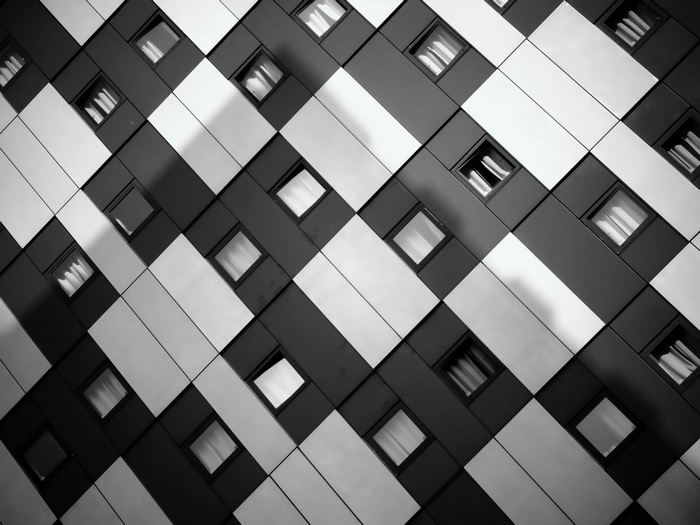 Modern Architecture with Geometric Windows 5K