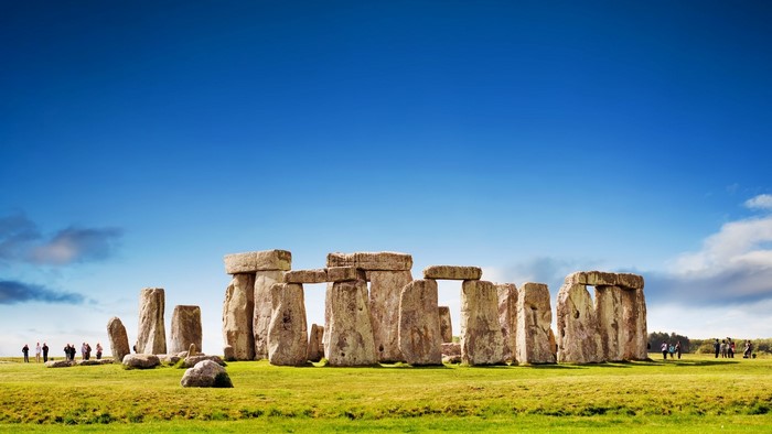 Stonehenge monument under a blue sky