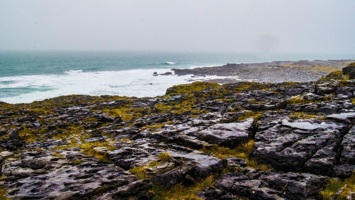Rocky Irish Coastline with Crashing Waves