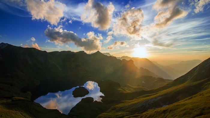 Schrecksee Lake Sunset in Mountains