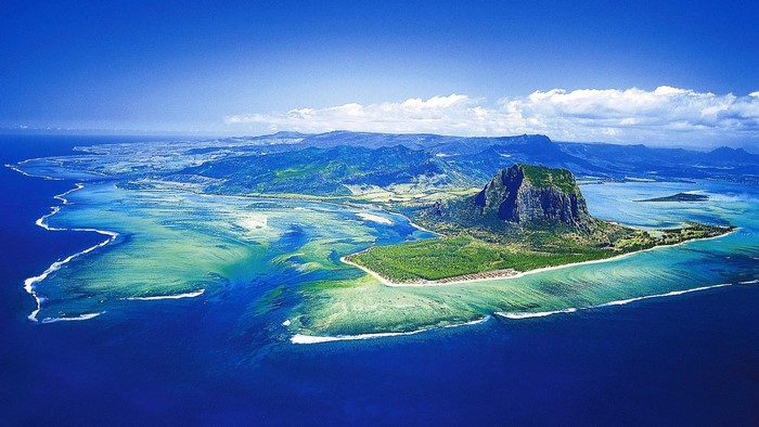 Aerial view of Le Morne Brabant mountain, Mauritius