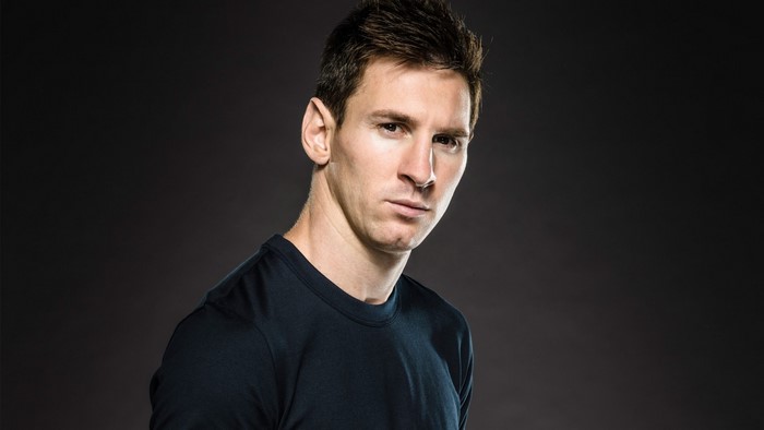 Portrait of Leo Messi in Black Shirt