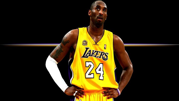 Kobe Bryant wearing Los Angeles Lakers jersey number 24