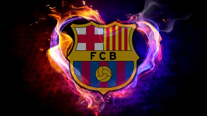 FC Barcelona Logo in Fiery Heart Design