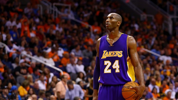 Kobe Bryant wearing Lakers jersey number 24
