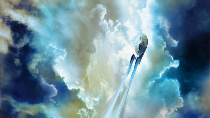 4K Starship Enterprise NCC-1701 in Clouds