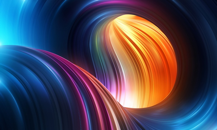 Abstract colorful swirling tunnel with light