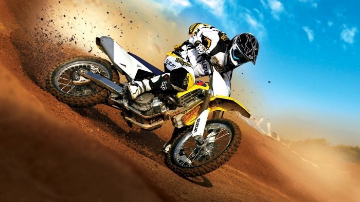 Motocross rider on a Suzuki motorcycle