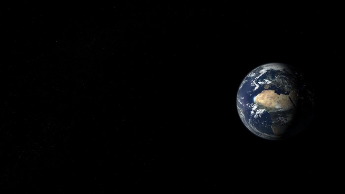 Earth viewed from space with stars