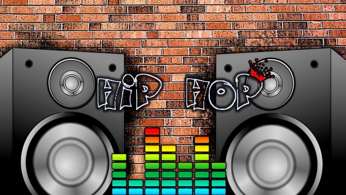 Hip Hop Graffiti Art with Speakers and Equalizer