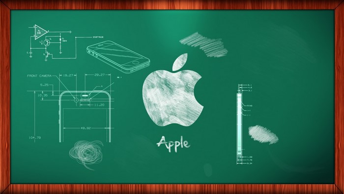 Apple iPhone Blueprint Sketch on Chalkboard