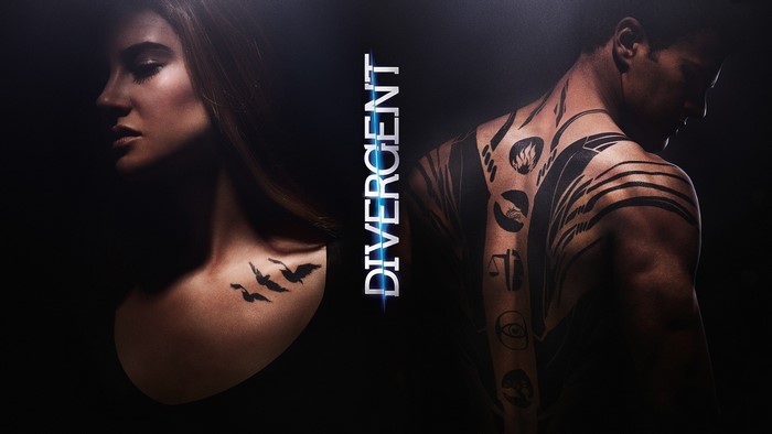 Divergent movie poster with Tris and Four