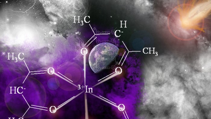 Indium molecule with planet and comet