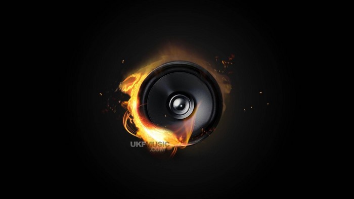 Speaker on fire with UKF Music logo