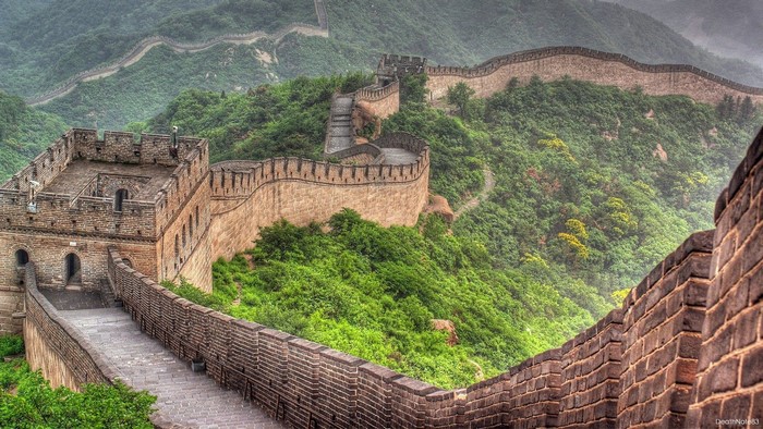 The Great Wall of China in the mountains