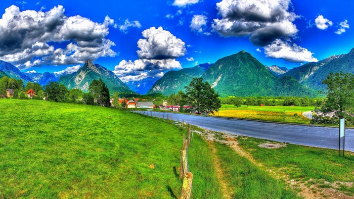 Slovenian Mountain Scenery with Village