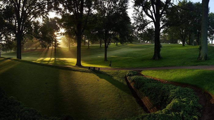 Golf Course with Morning Sun Rays