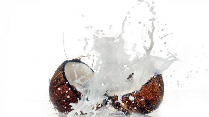 Coconut splashing milk