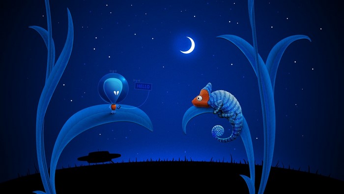 Alien and Chameleon under the Moon