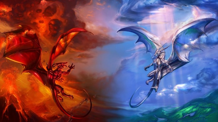 Fire Dragon vs. Ice Dragon in a Clash
