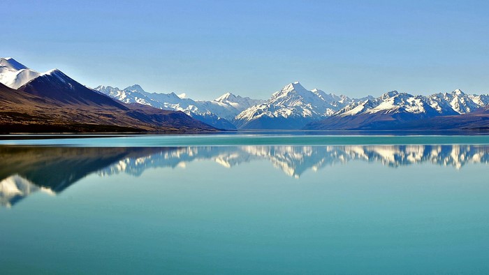 Snow Mountains Landscape With Lake