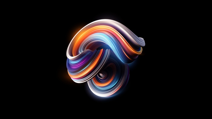 Abstract colorful twisted shape on black background