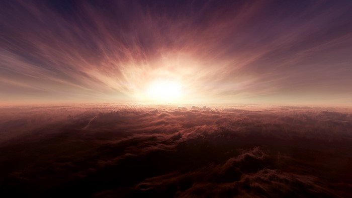 Sunrise above a sea of clouds