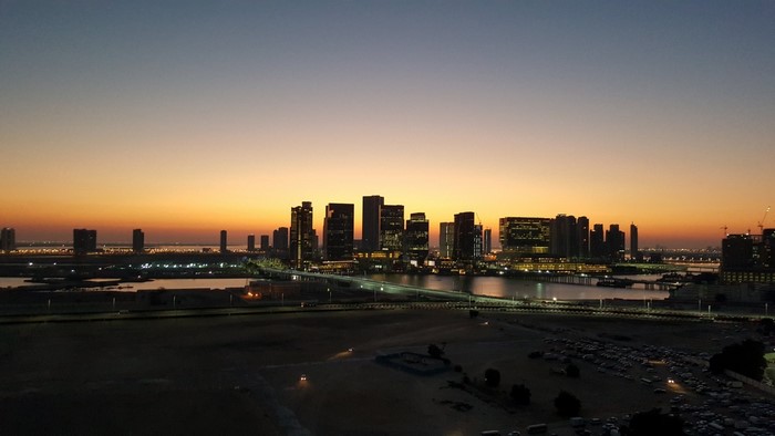 Abu Dhabi Skyline at Sunset from Apartment Complex