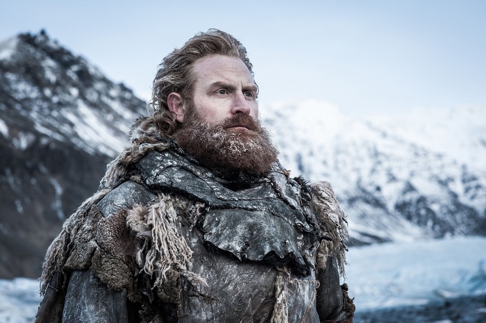 Tormund Giantsbane from Game of Thrones in snowy mountains