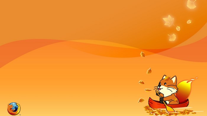Firefox Fox in a Canoe with Autumn Leaves