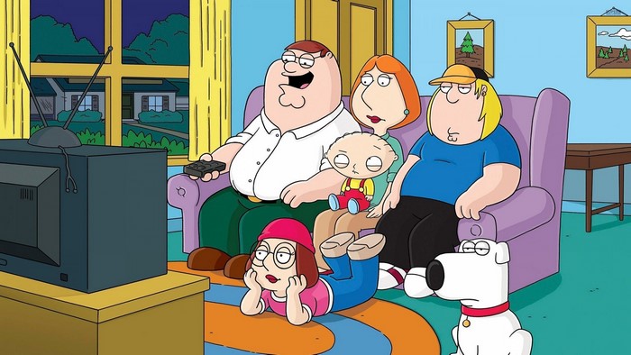 Family Guy characters watching TV