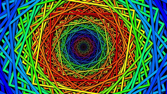 Psychedelic Rainbow Geometric Spiral Art