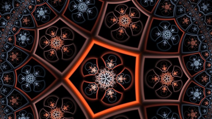 Fractal geometric pattern with floral elements