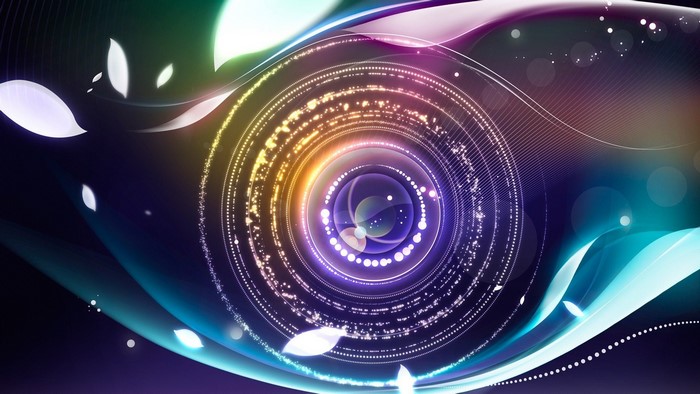 Abstract Digital Art with Concentric Circles and Light Effects