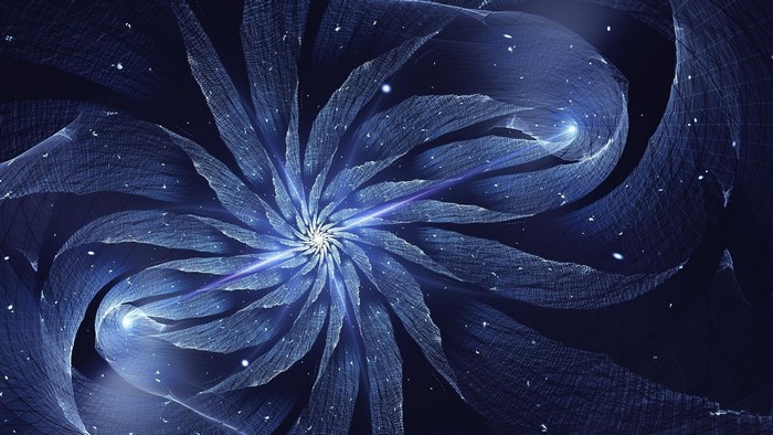 Blue Fractal Flower with Stars