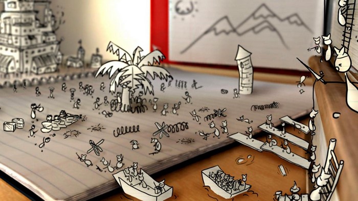 3D Doodle Art with Cartoon Characters