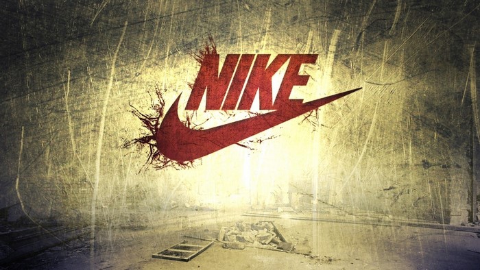 Nike Logo with Swoosh on Textured Background
