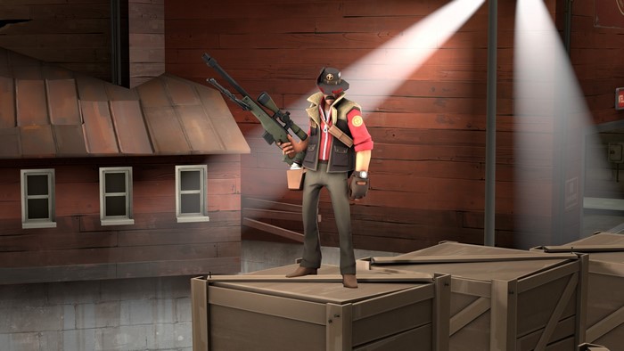 Sniper from Team Fortress 2 holding a rifle
