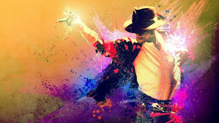 Michael Jackson in colorful paint splash style