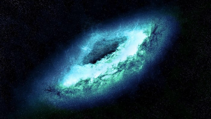 Blue and green galaxy in deep space