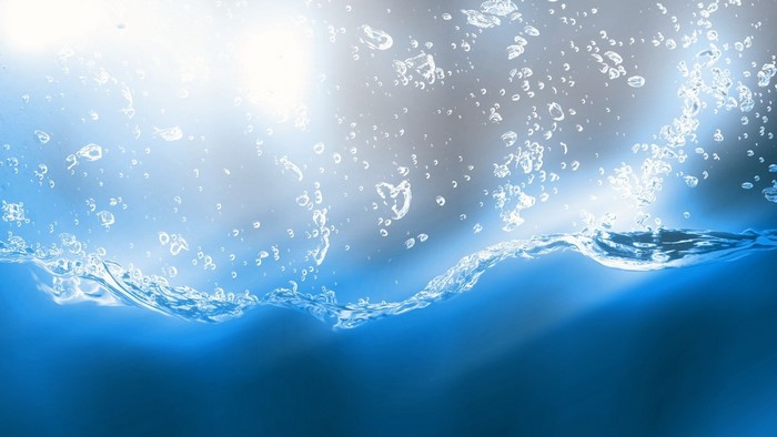 Bright Blue Water with Bubbles