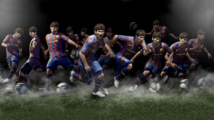 Lionel Messi and FC Barcelona players in action